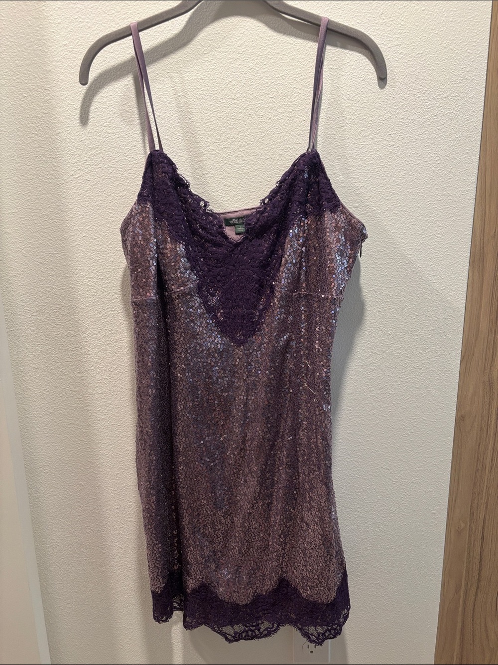 wild fable Purple Sequin & Lace Slip Dress